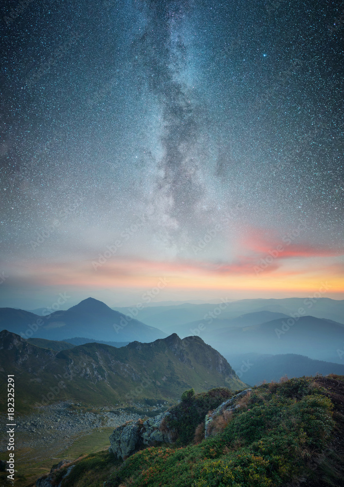 Canvas Prints mountain valley during sunrise. natural landscape in the summer time