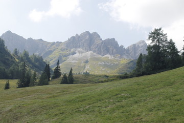 view of alpine mountains in northern Italy