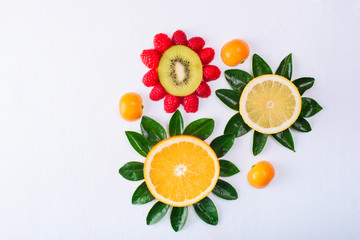 Flowers made of fruits isolated on white
