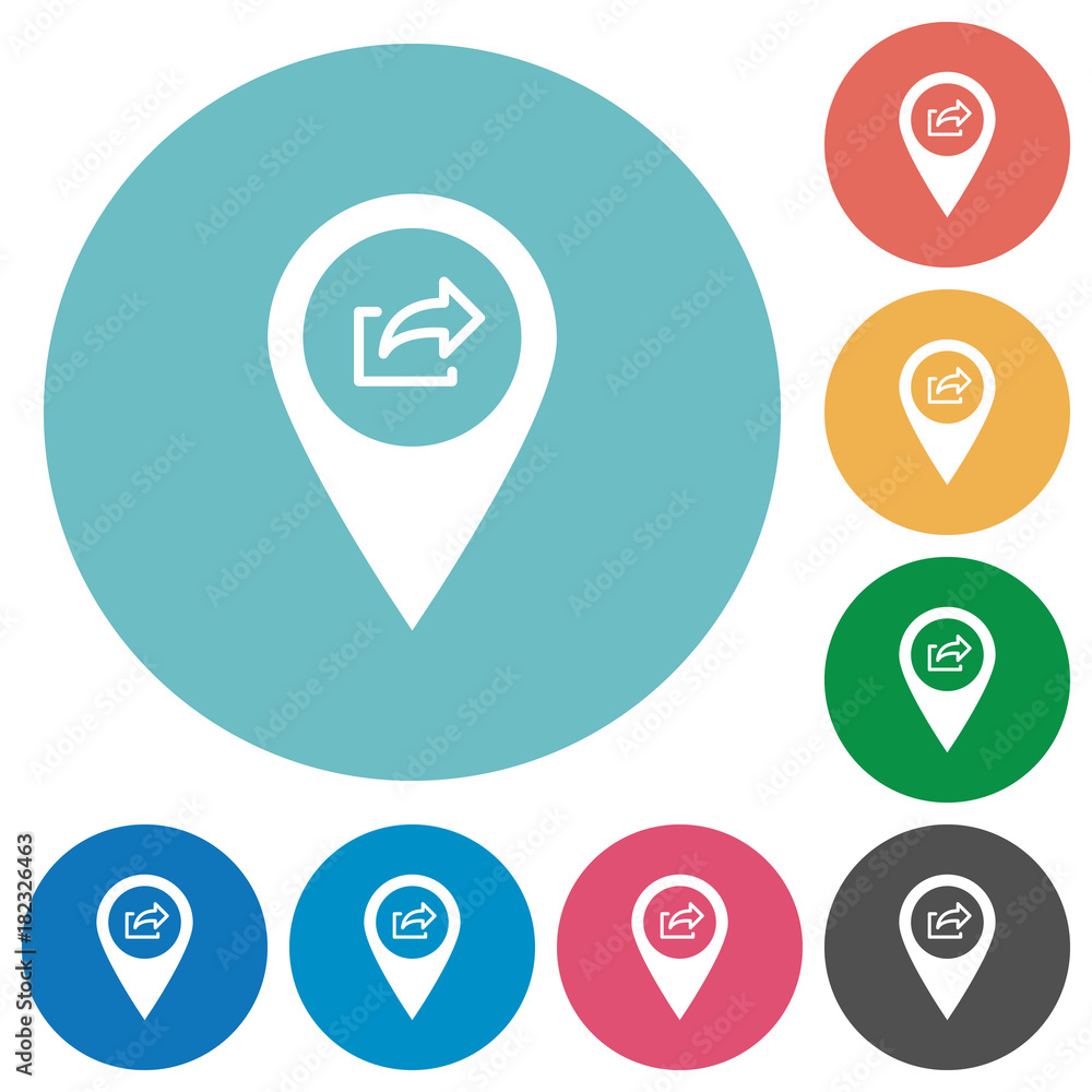 Poster export gps map location flat round icons