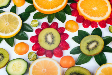 Flowers made of fruits isolated on white