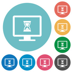 Busy computer flat round icons