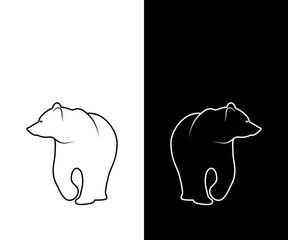 Bear silhouette linear drawing