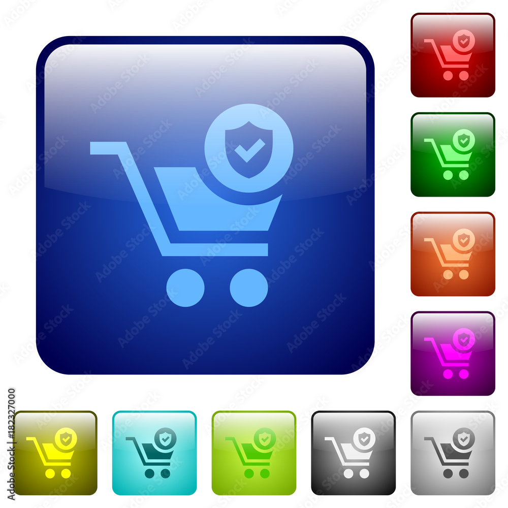 Poster secure shopping color square buttons
