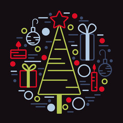 Obraz na płótnie Canvas Merry Christmas greeting card. Vector illustration.