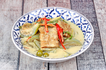 Green fermented flour curry  with  mixed herb.
