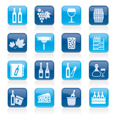 Wine industry objects icons -vector icon set