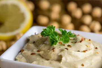 Healthy modern food - hummus (humus)