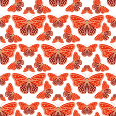 Colorful butterflies with abstract decorative seamless pattern background fly present silhouette and beauty nature spring insect decoration vector illustration.