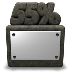 zahl und prozentzeichen auf steinsockel