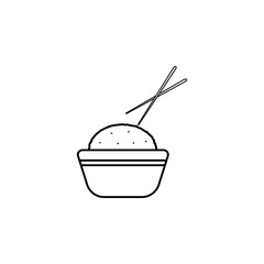 bowl with boiled rice line icon