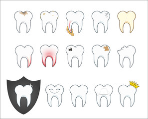 Bad tooth with plaque and cavity. Vector illustration.