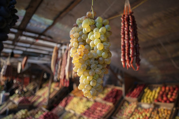 Churchkhela and fruit in Georgia summer time