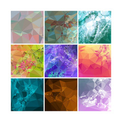 Set of low poly mosaic backgrounds. 
