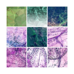 Set of low poly mosaic backgrounds. 