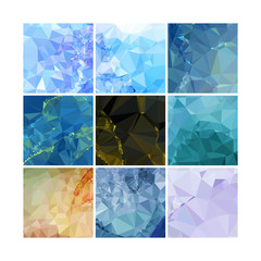 Set of low poly mosaic backgrounds. 