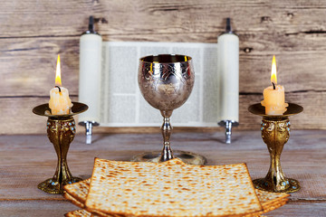Shabbat Shalom - Traditional Jewish Sabbath matzah and wine ritual