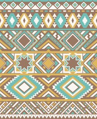 Seamless Ethnic pattern textures. Yellow and Blue colors. Navajo geometric print. Rustic decorative ornament. Abstract geometric pattern. Native American pattern. Ornament for the design of clothing