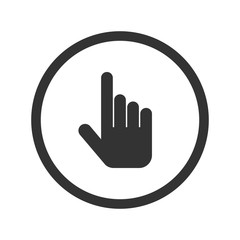 Hand cursor icon, black isolated on white background, vector illustration.