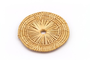 Rattan weave mat on a white background