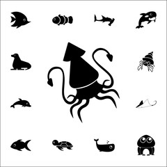squid icon. Set of cute aquatic animal icons. Web Icons Premium quality graphic design. Signs, outline symbols collection, simple icons for websites, web design, mobile app