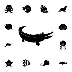 crocodile icon. Set of cute aquatic animal icons. Web Icons Premium quality graphic design. Signs, outline symbols collection, simple icons for websites, web design, mobile app