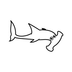 Cute Great bonnethead Sphyrna line icon. Aquatic animal element icon. Premium quality graphic design. Signs, outline symbols collection icon for websites, web design