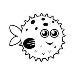 Cute Porcupine blow fish line icon. Aquatic animal element icon. Premium quality graphic design. Signs, outline symbols collection icon for websites, web design, mobile app, info graphics