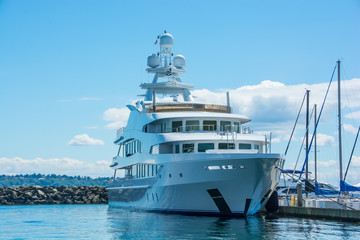 Megayacht at mooring in Seattle