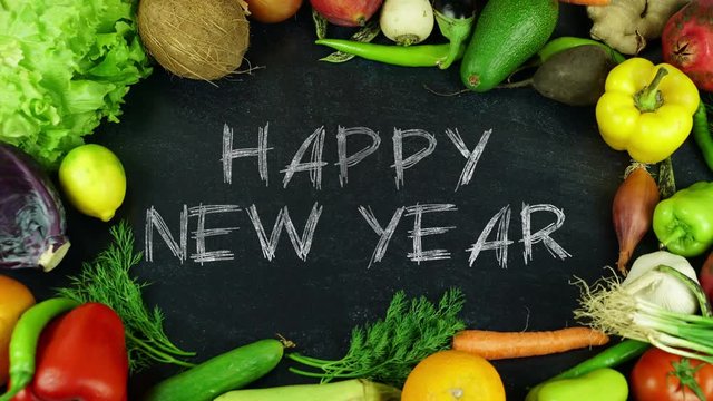 Happy new year fruit stop motion