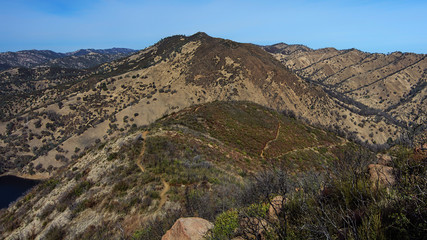 Western portion (last peak clockwise direction in the loop trail) of the Blue Ridge trai,  Stebbins Cold Canyon in California, featuring mountains and peaks