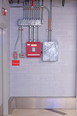 fire alarm switch on wall. Electrical Conduit & PVC Conduit
