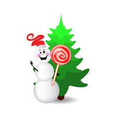 snowman with a candy and