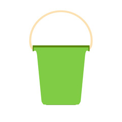 Bucket plastic white vector paint container isolated with handle. Pail packaging background blank tub empty lid putty