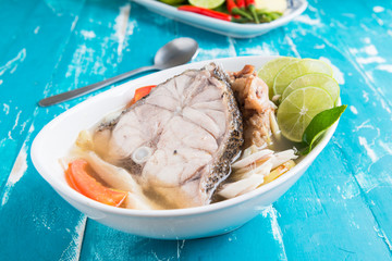 Spicy Sour Soup with fish with mushroom