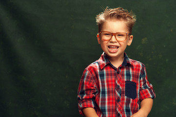 Positive cute little boy posing