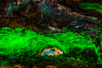 Jameos del Agua is a stunning cave. Lanzarote. Canary Islands. Spain