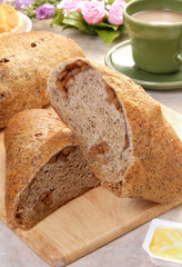 Walnut bread on a cutting board 
