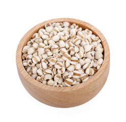 Millet, Colorful various beans or lentils and whole grains seeds or cereal in white cup on wood background.