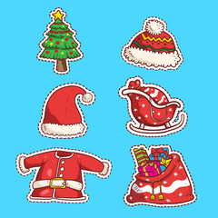 christmas santa's cart sticker vector
