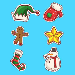 christmas santa's cart sticker vector