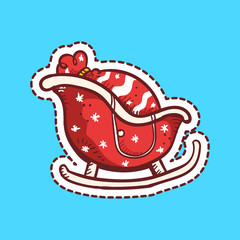 christmas santa's cart sticker vector