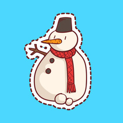 christmas santa's cart sticker vector