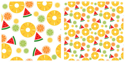 Colorful tropical fruits seamless pattern