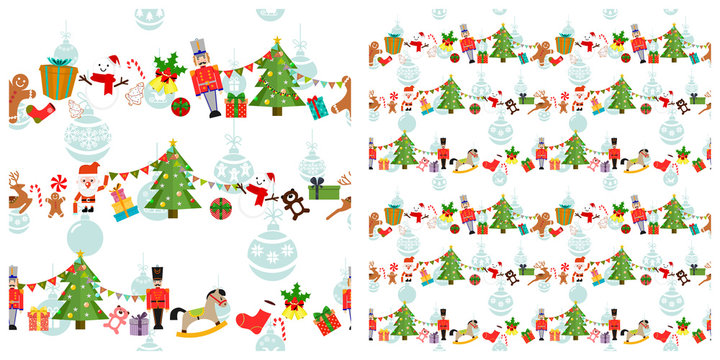 Christmas or new year elements seamless pattern.