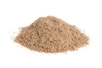 Pile of wheat bran isolated on white background