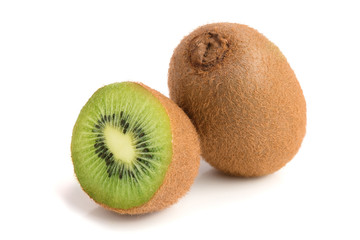 Kiwi fruit isolated on white background, macro