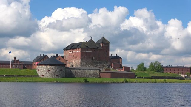 Panorama of the fortress in Hameenlinna, june day. Finland