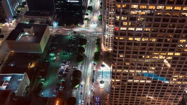 Time-lapse of Downtown Los Angeles at night