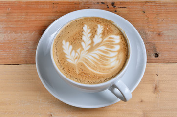 A cup of latte-art hot coffee                
